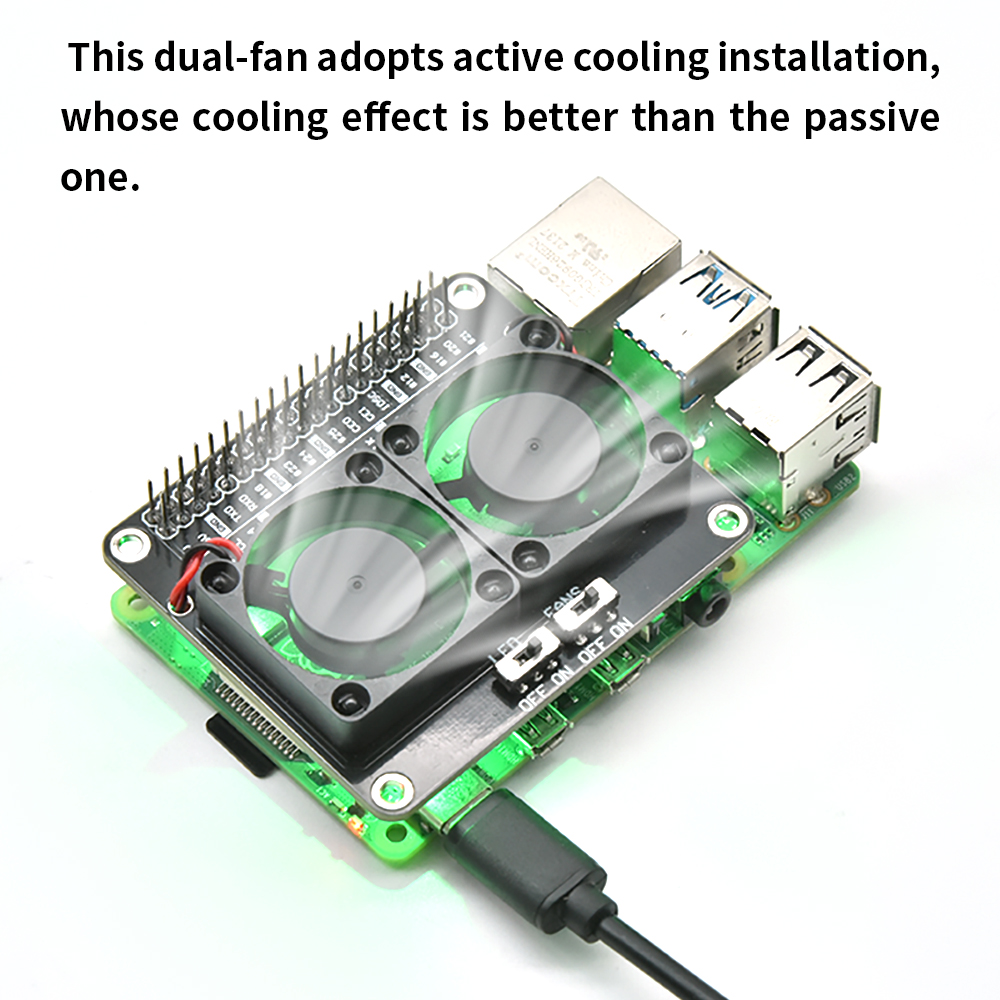 Raspberry Pi Water Cooling Kit - Rpi冷却ファンシールド,ヒートシンク付き,raspberry pi 5B/4B/Zeroと互換性,LEDラジエーター,DIYプロジェクト