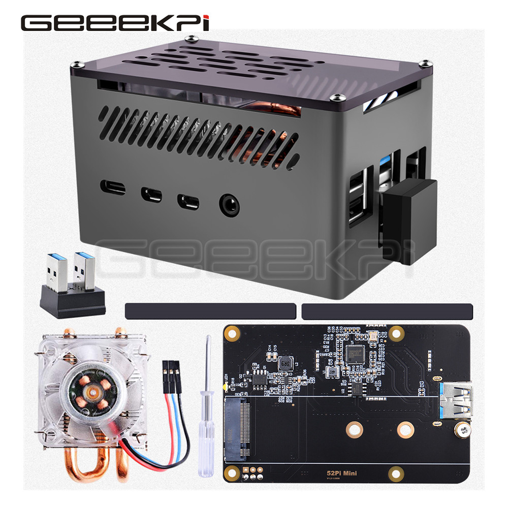 Argon One V3 M.2 Nvme Case - Geekpi-アルミニウムレンガハウジング,m.2 sata ssd miniロープロファイルタワー,冷却ファン,4モデルb